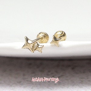 14K GOLD 미니 민자 반짝이 골드 피어싱-2type